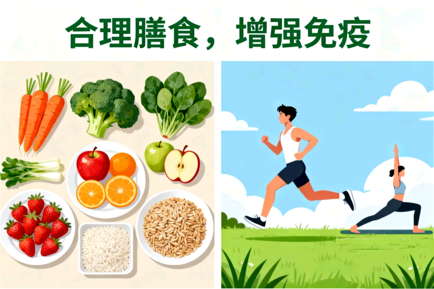 合理膳食，增强免疫：健康饮食和规律运动